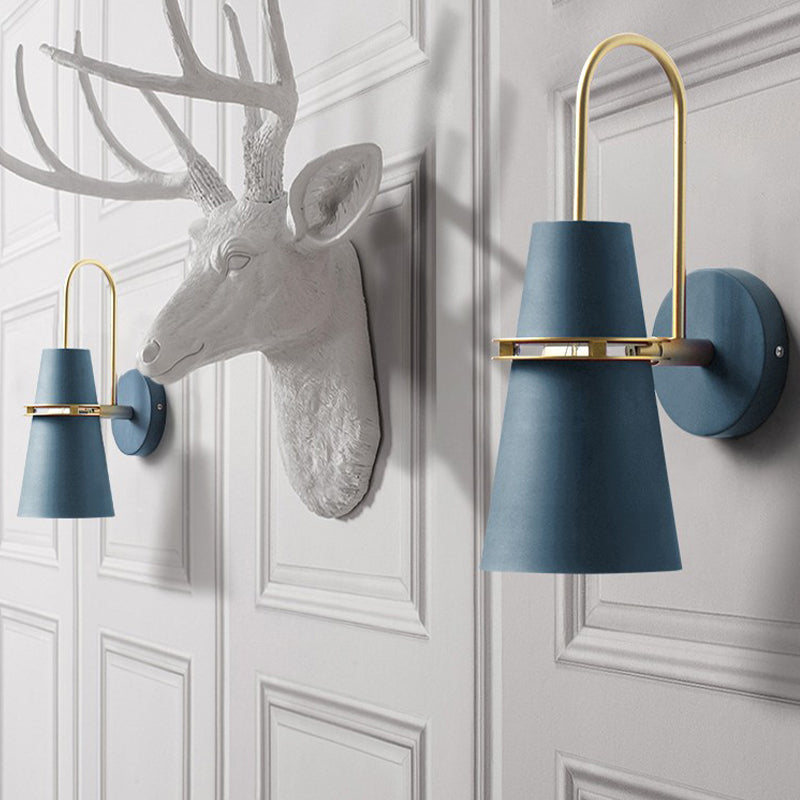 Modern Style Tapered Shape Wall Sconce Metal 1 Light Sconces for Bedroom