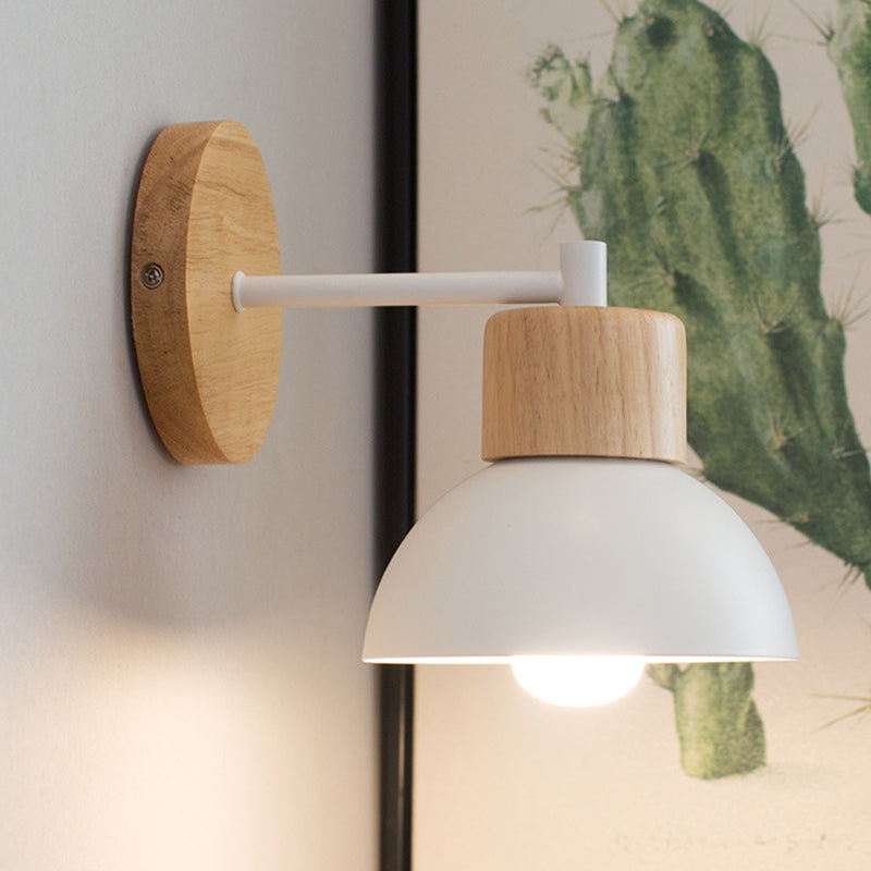 Single Modernism Beige Wall Mounted Sconce LED Wall Light with Wood