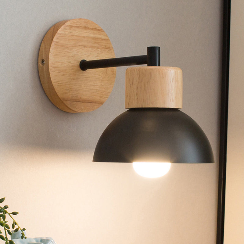 Single Modernism Beige Wall Mounted Sconce LED Wall Light with Wood