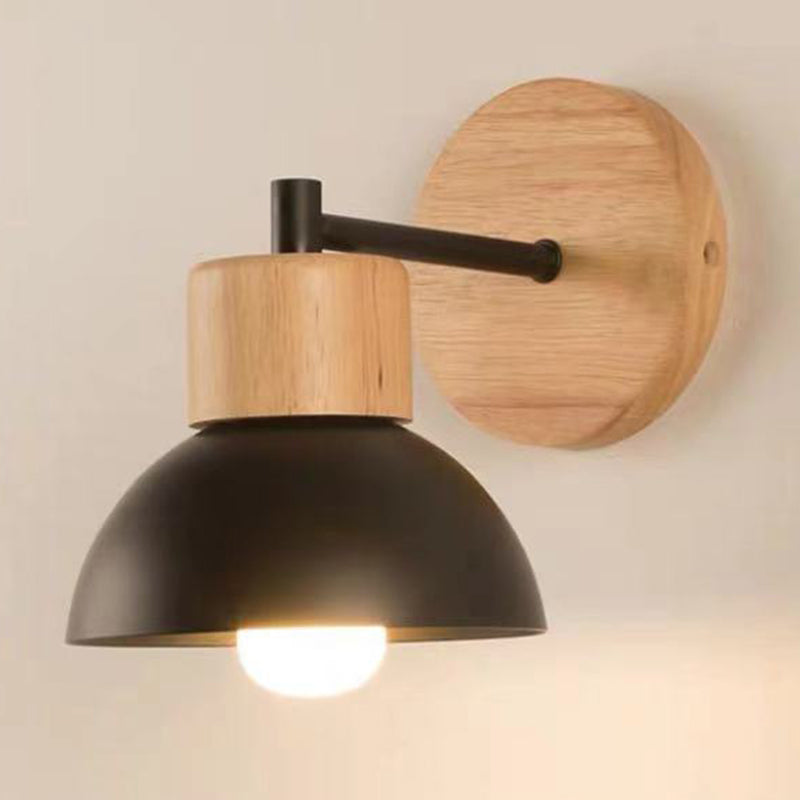Single Modernism Beige Wall Mounted Sconce LED Wall Light with Wood