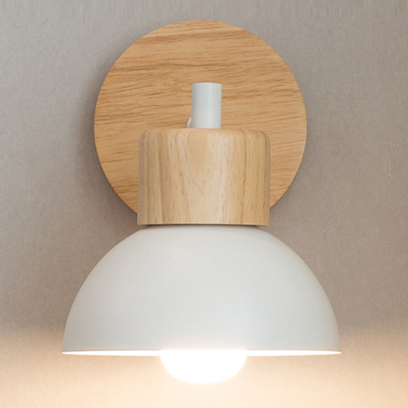 Single Modernism Beige Wall Mounted Sconce LED Wall Light with Wood