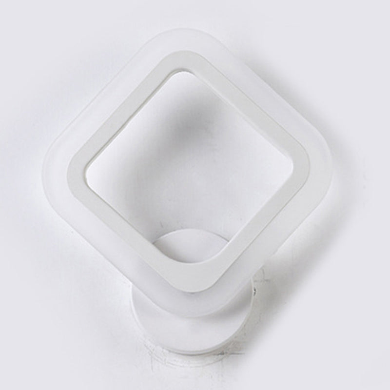 Square Shape Wall Lamp Modern Style Acrylic 1 Light Sconce in White