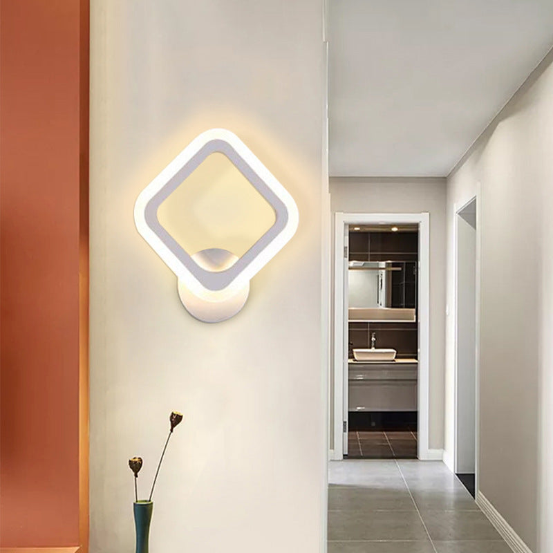 Square Shape Wall Lamp Modern Style Acrylic 1 Light Sconce in White