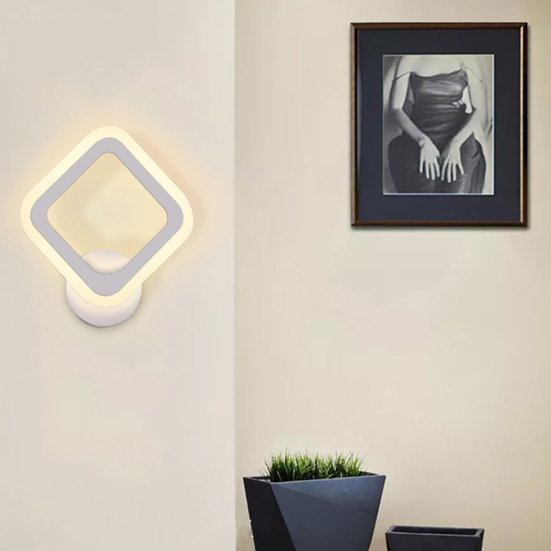 Square Shape Wall Lamp Modern Style Acrylic 1 Light Sconce in White