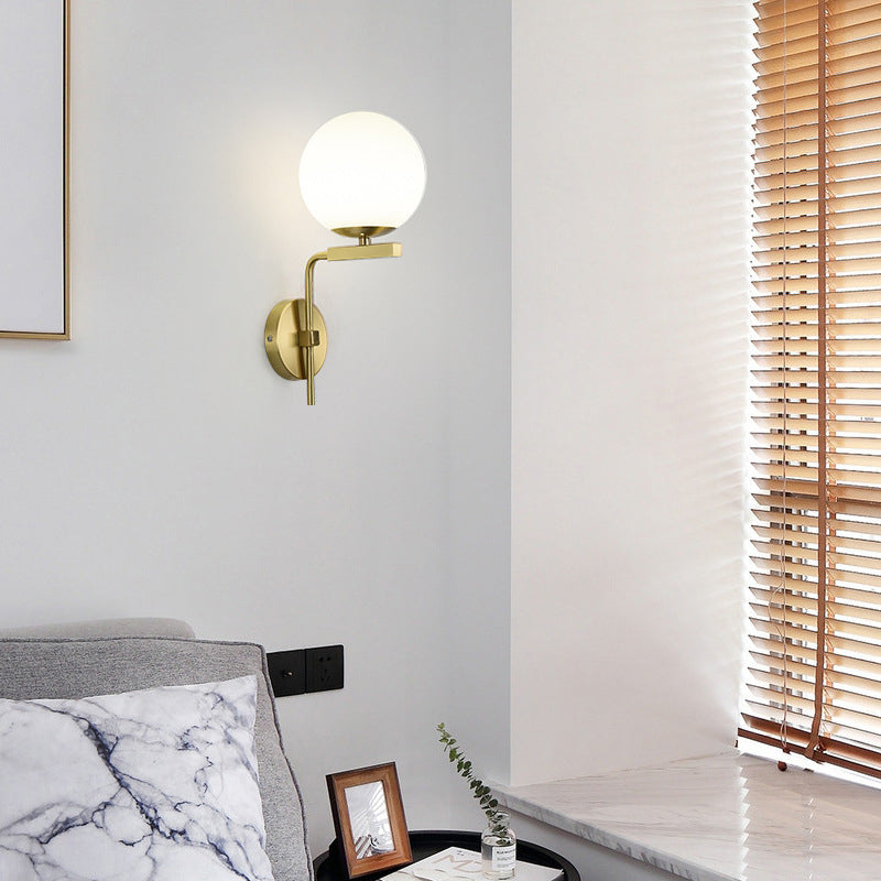 Modern Style Ball Shape Wall Light Glass 1 Light Sconces in Gold for Bedroom