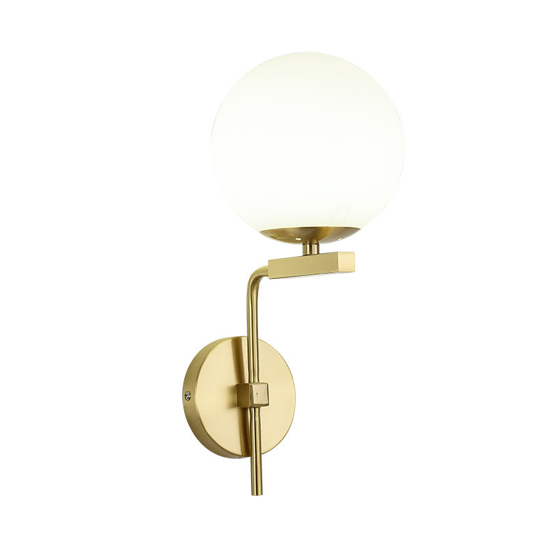 Modern Style Ball Shape Wall Light Glass 1 Light Sconces in Gold for Bedroom