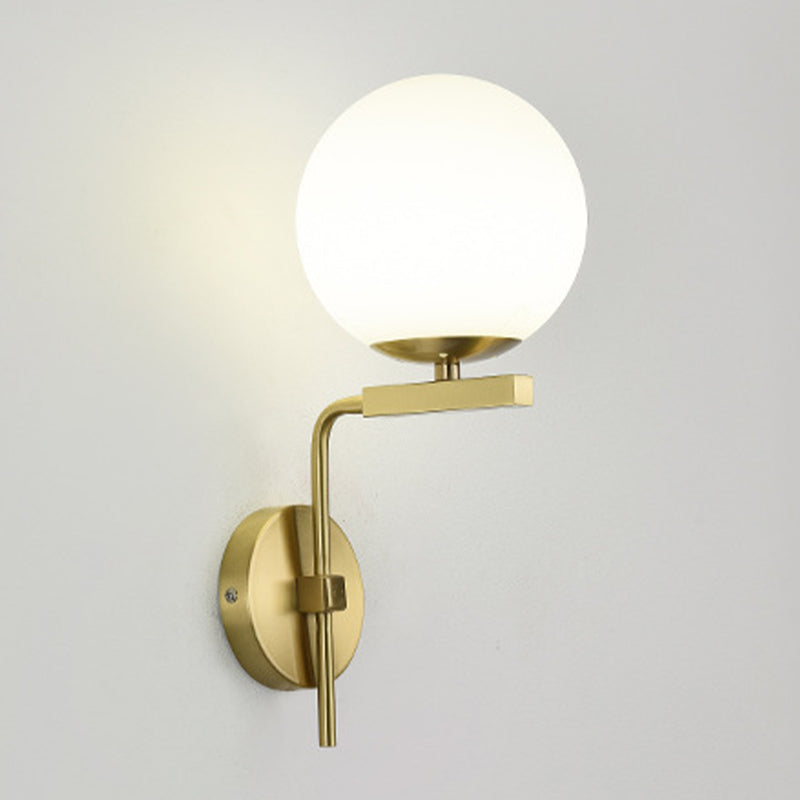 Modern Style Ball Shape Wall Light Glass 1 Light Sconces in Gold for Bedroom