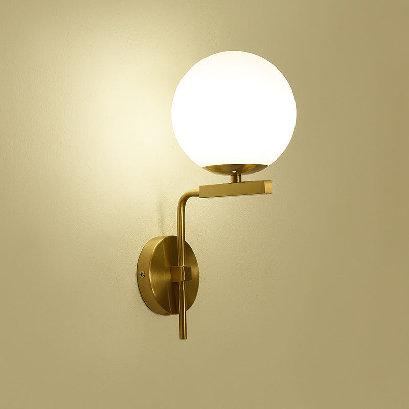 Modern Style Ball Shape Wall Light Glass 1 Light Sconces in Gold for Bedroom
