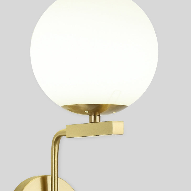 Modern Style Ball Shape Wall Light Glass 1 Light Sconces in Gold for Bedroom
