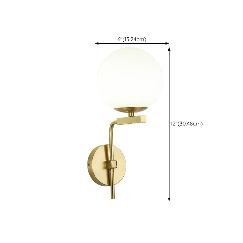 Modern Style Ball Shape Wall Light Glass 1 Light Sconces in Gold for Bedroom