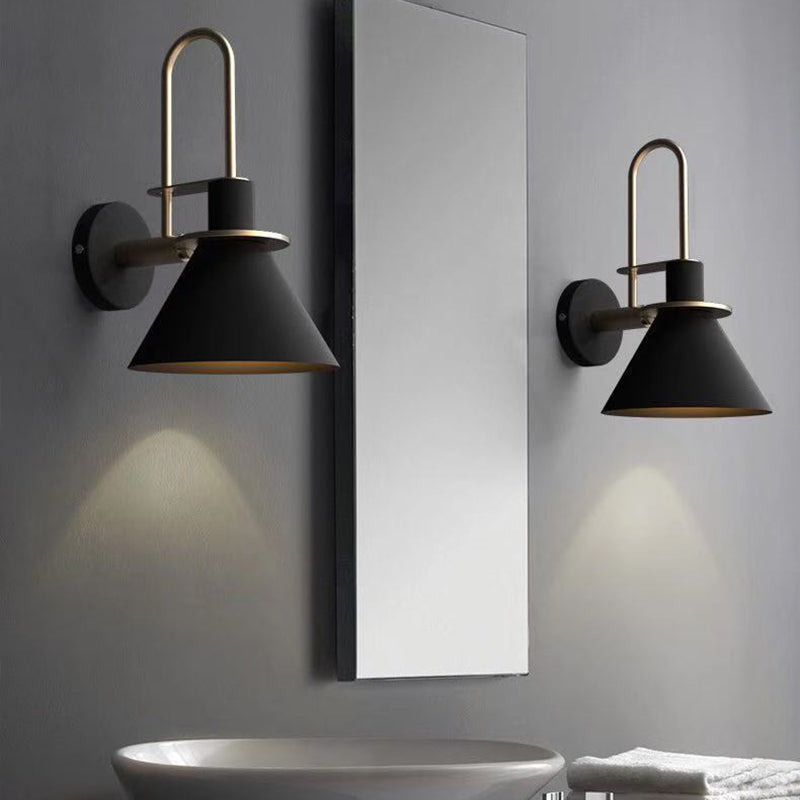 Nordic Style Iron Wall Light Colorful Cone Shape Wall Lamp for Bedroom