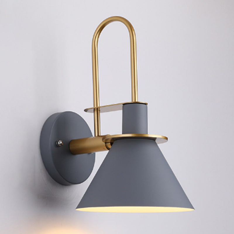 Nordic Style Iron Wall Light Colorful Cone Shape Wall Lamp for Bedroom