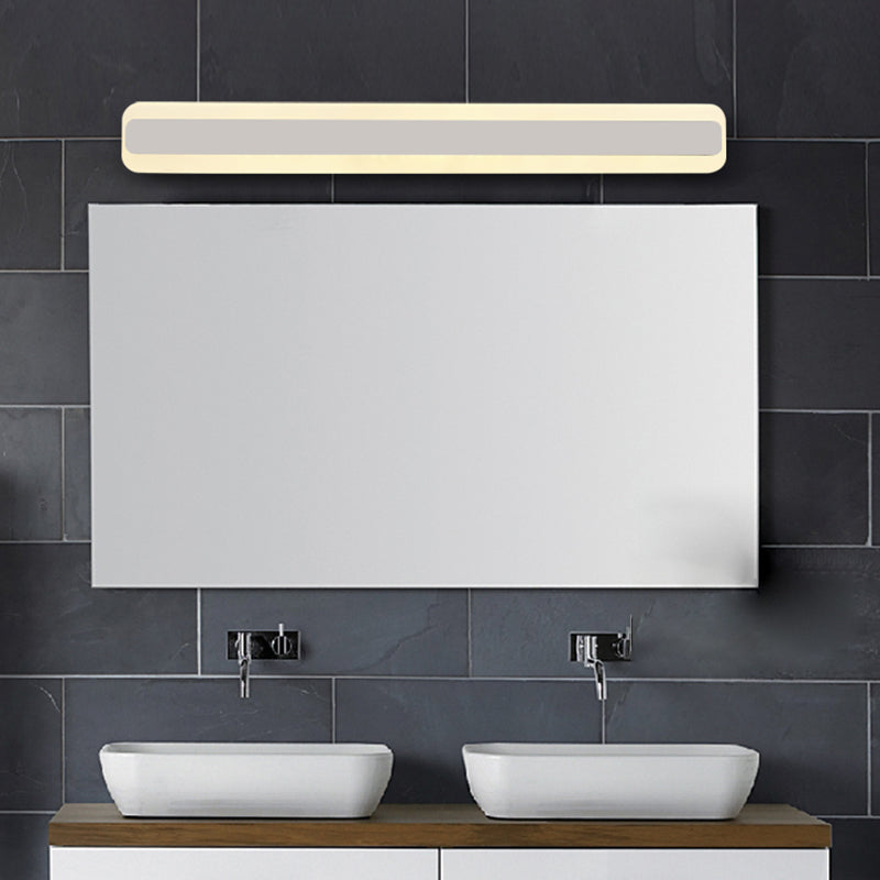 Rectangle LED Bath Bar in Sliver Finish Stainless Steel and Acrylic Bathroom Vanity Light