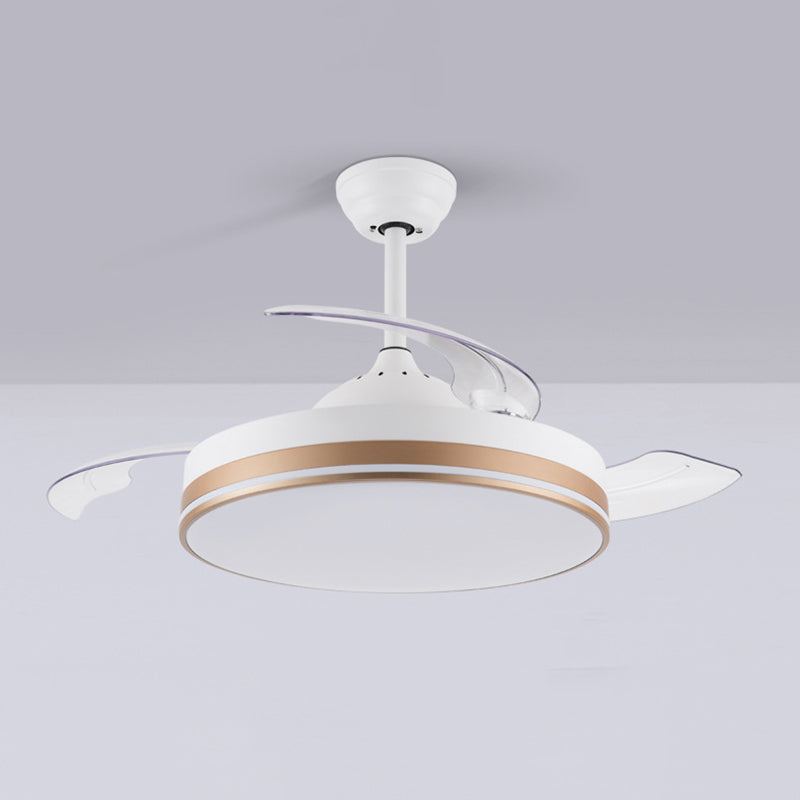 Modernism Interior LED Fan Light White Retractable Fan Blades Ceiling Fan