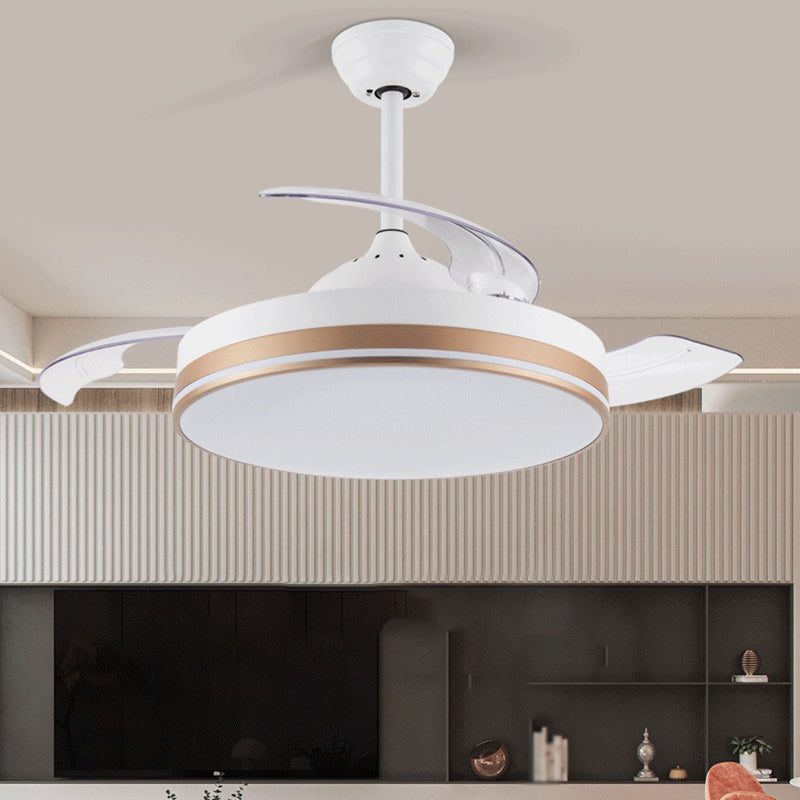 Modernism Interior LED Fan Light White Retractable Fan Blades Ceiling Fan