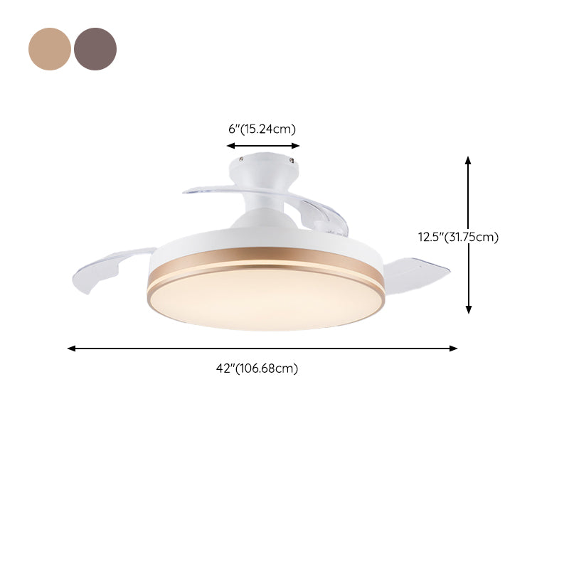 Modernism Interior LED Fan Light White Retractable Fan Blades Ceiling Fan