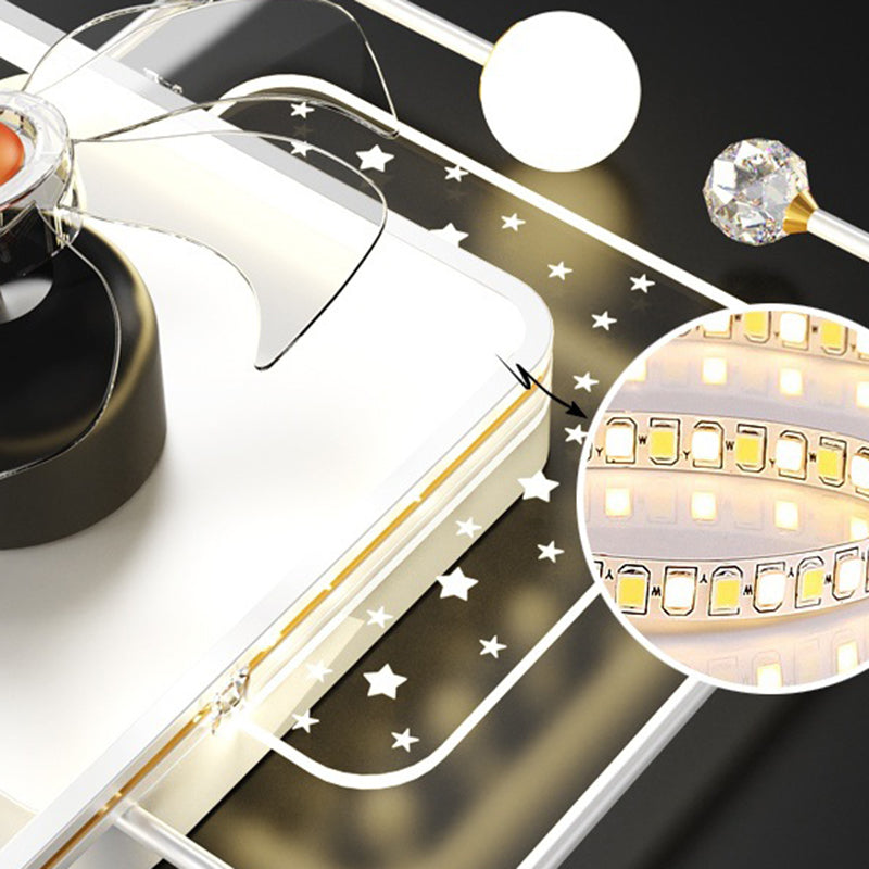 Modern LED Geometric Ceiling Fan White & Gold Fan Lighting Fixture