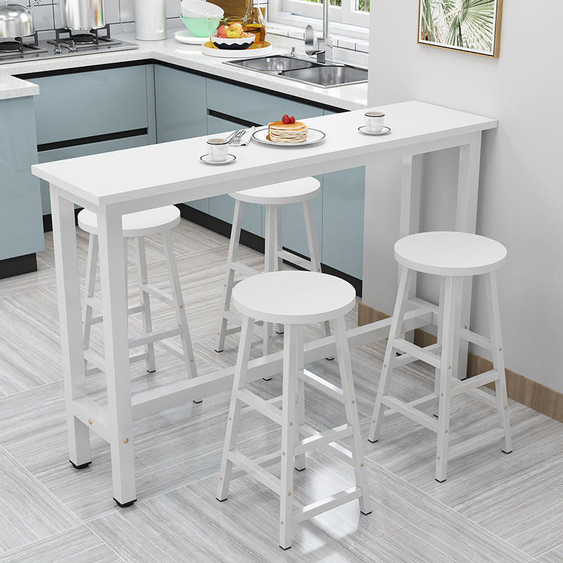 Modern Wood Counter Table Rectangle Top Trestle Base Bar Table