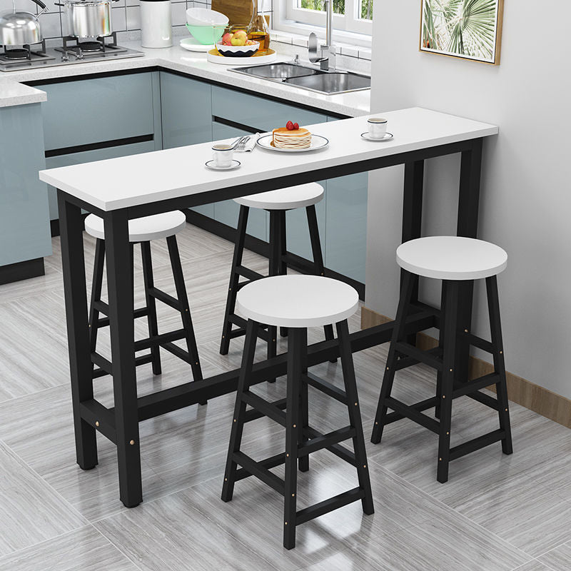 Modern Wood Counter Table Rectangle Top Trestle Base Bar Table