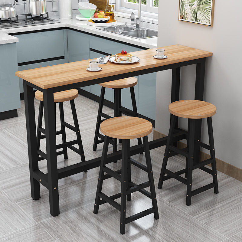 Modern Wood Counter Table Rectangle Top Trestle Base Bar Table