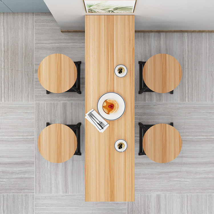 Modern Wood Counter Table Rectangle Top Trestle Base Bar Table