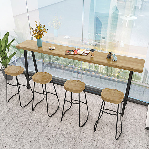 Solid Wood Rectangular Table, Modern Style Home Milk Tea Shop Bar Table