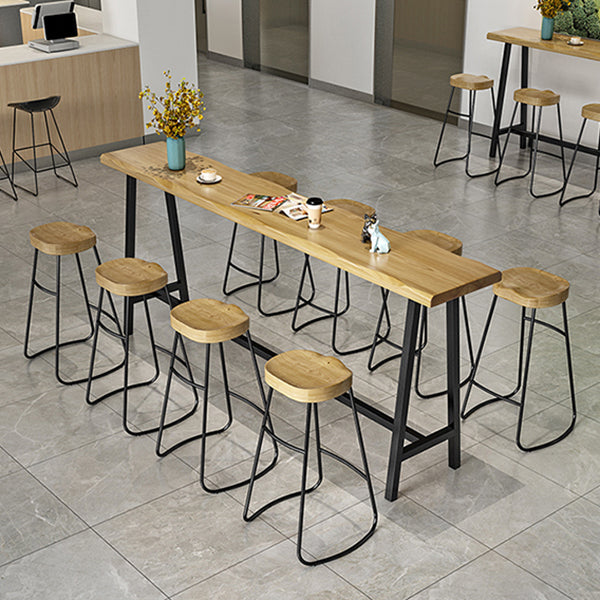 Solid Wood Rectangular Table, Modern Style Home Milk Tea Shop Bar Table