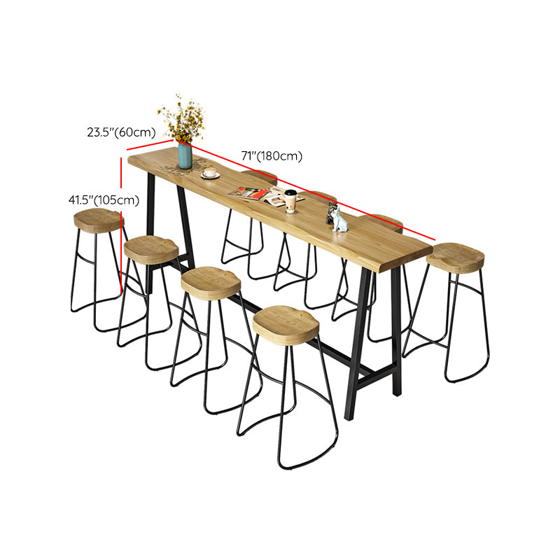 Solid Wood Rectangular Table, Modern Style Home Milk Tea Shop Bar Table