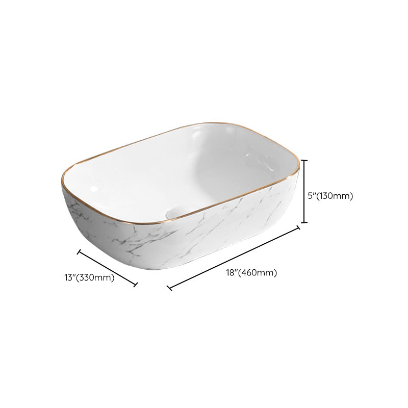 Contemporary Bathroom Sink Pop-Up Drain Porcelain Oval-Shape Vessel Bathroom Sink