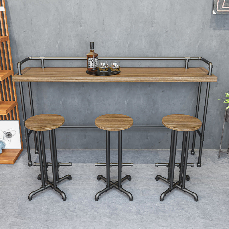 Industrial Metal Pub/Bar Table with Wood Top Counter Wine Table