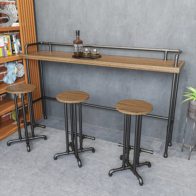 Industrial Metal Pub/Bar Table with Wood Top Counter Wine Table
