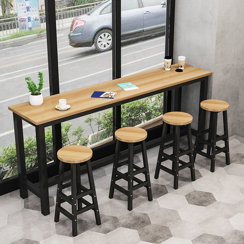 Metal and Wood Rectangular Table, Modern Style Home Living Room Kitchen Bar Table