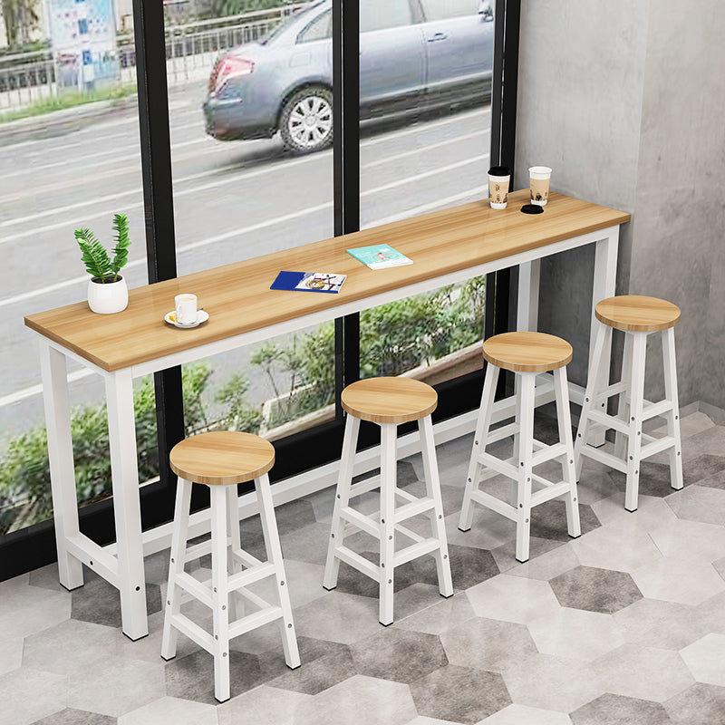 Metal and Wood Rectangular Table, Modern Style Home Living Room Kitchen Bar Table