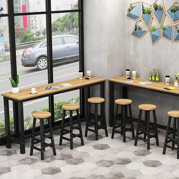 Metal and Wood Rectangular Table, Modern Style Home Living Room Kitchen Bar Table