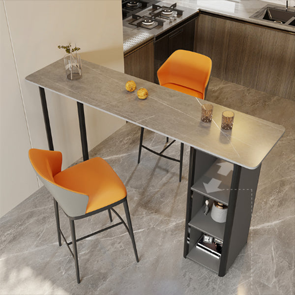 Metal and Slate Rectangular Table, Gorgeous Style Home Minimalist Balcony Bar Table