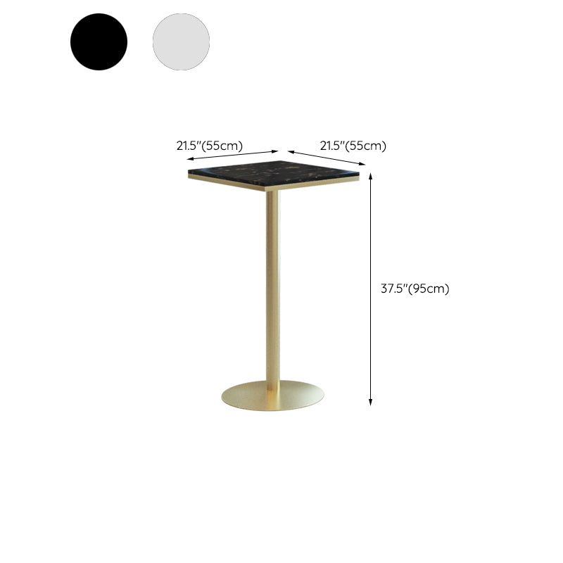 Gold Metal Base Bar Table Glam Round Faux Marble Bar Table for Dining Room