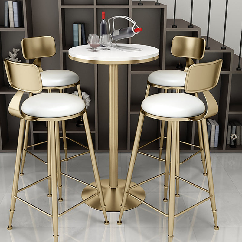 Glam Solid Wood Bistro Table Fixed Pedestal Bar Dining Table with Metal Base