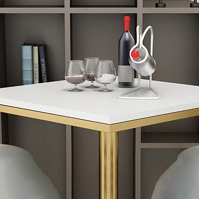 Glam Solid Wood Bistro Table Fixed Pedestal Bar Dining Table with Metal Base