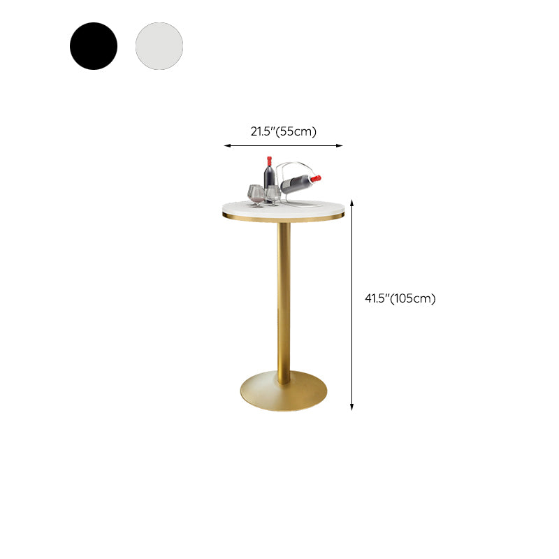 Glam Solid Wood Bistro Table Fixed Pedestal Bar Dining Table with Metal Base