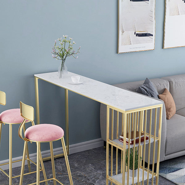 Glam Pub Table Double Pedestal Bar Height Rectangle Bar Table for Bar