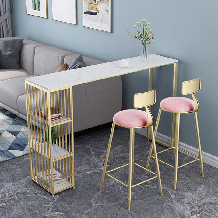 Glam Pub Table Double Pedestal Bar Height Rectangle Bar Table for Bar