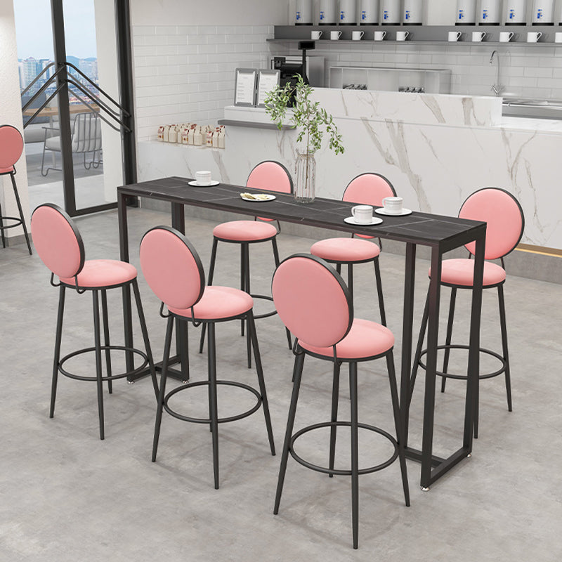 Black and Metal Base Table Industrial Rectangle Sintered Stone Bar Table