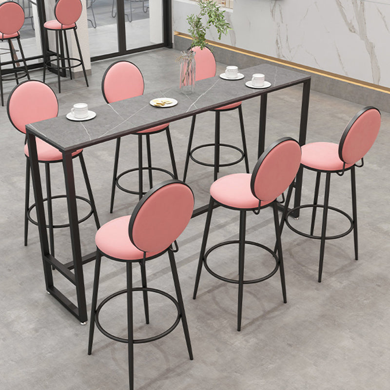 Black and Metal Base Table Industrial Rectangle Sintered Stone Bar Table