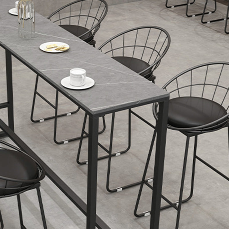 Black and Metal Base Table Industrial Rectangle Sintered Stone Bar Table