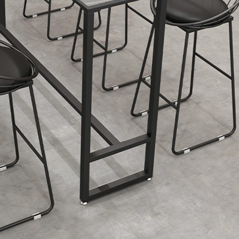 Black and Metal Base Table Industrial Rectangle Sintered Stone Bar Table