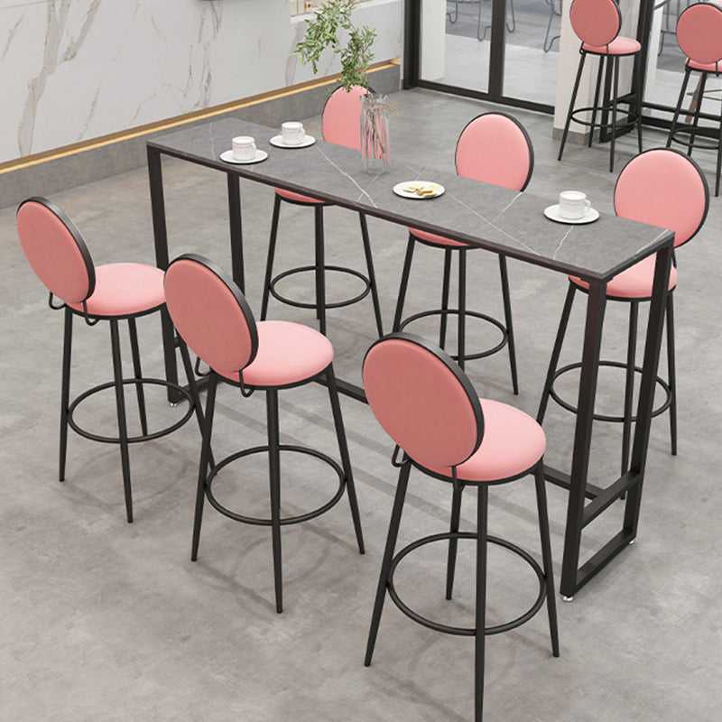 Black and Metal Base Table Industrial Rectangle Sintered Stone Bar Table