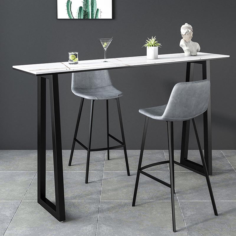 Black and Metal Base Table Rectangle Industrial Sintered Stone Bar Table