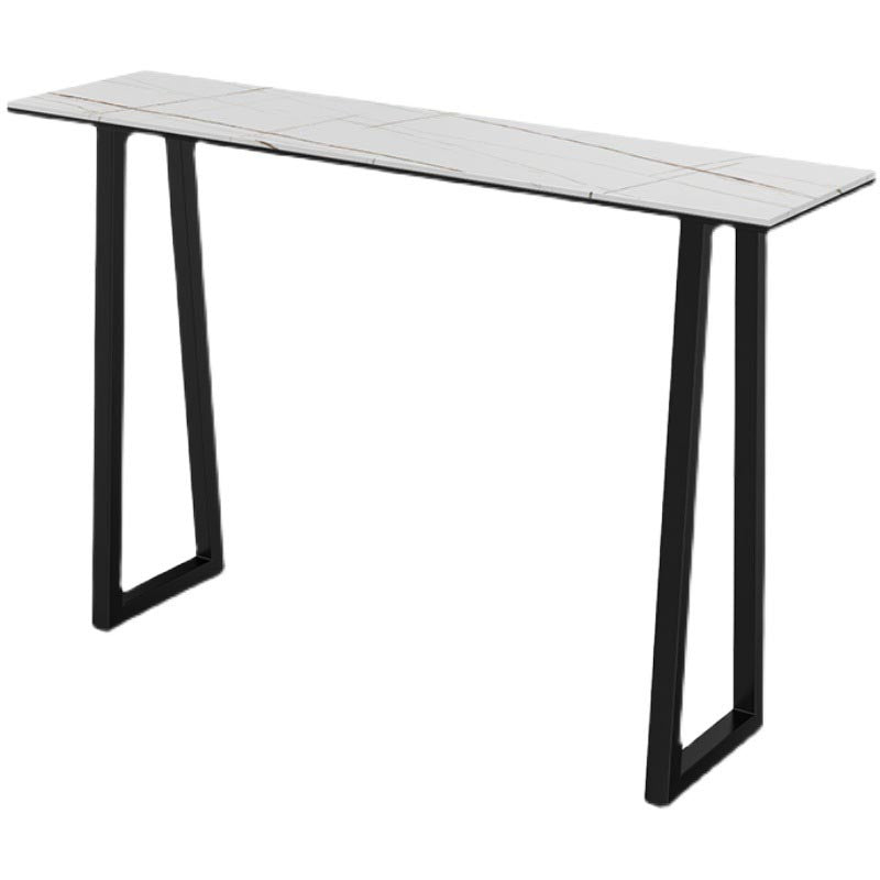 Black and Metal Base Table Rectangle Industrial Sintered Stone Bar Table
