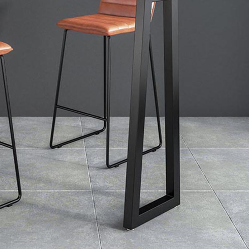 Black and Metal Base Table Rectangle Industrial Sintered Stone Bar Table