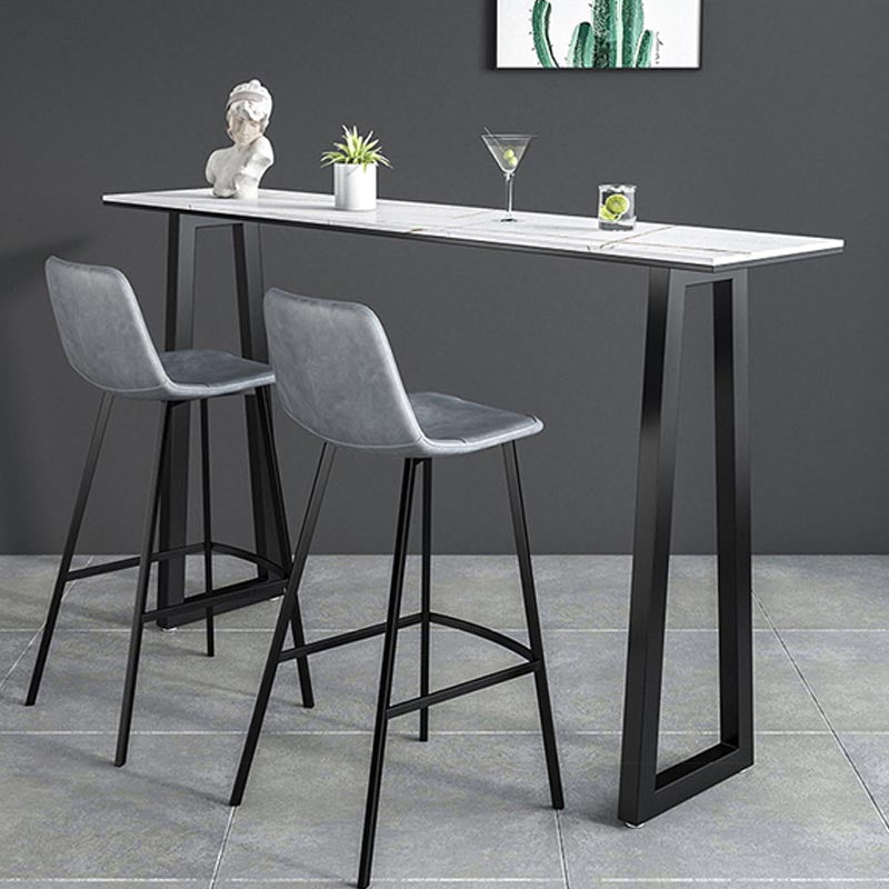 Black and Metal Base Table Rectangle Industrial Sintered Stone Bar Table